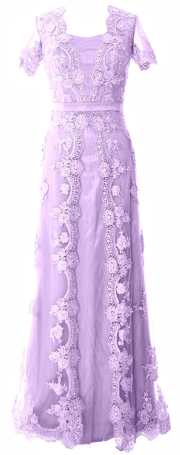 MACloth Damen Kleider für die Brautmutter, kurze Ärmel, Spitze, formelles Abendkleid