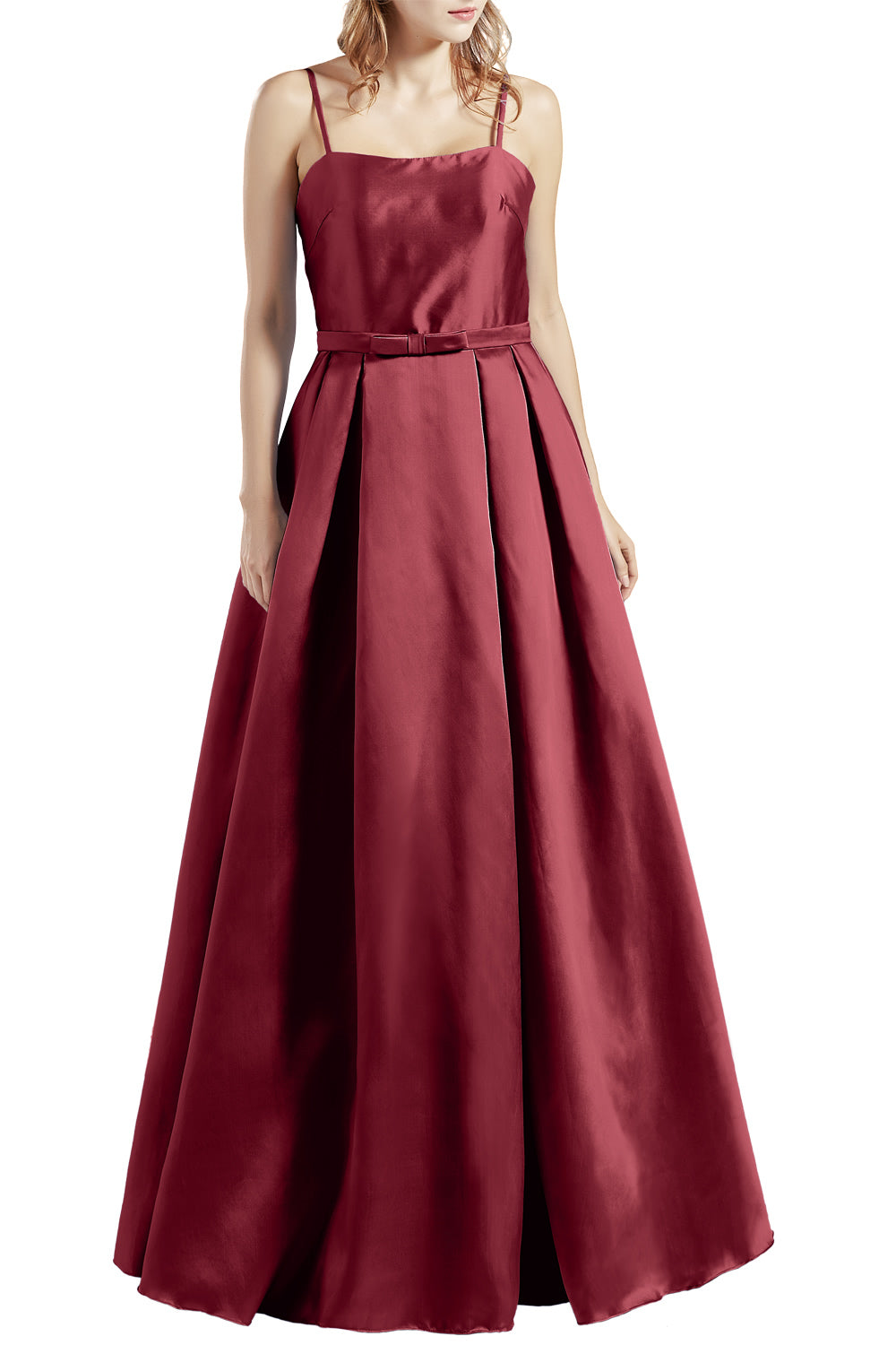 MACloth Damen Langes ärmelloses Satin-Ballkleid, Partykleid, Homecoming-Abendkleid