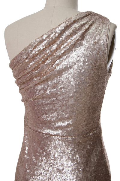 MACloth Women Sequin One Shoulder Long Bridemaid Dresses Military Ball Gown