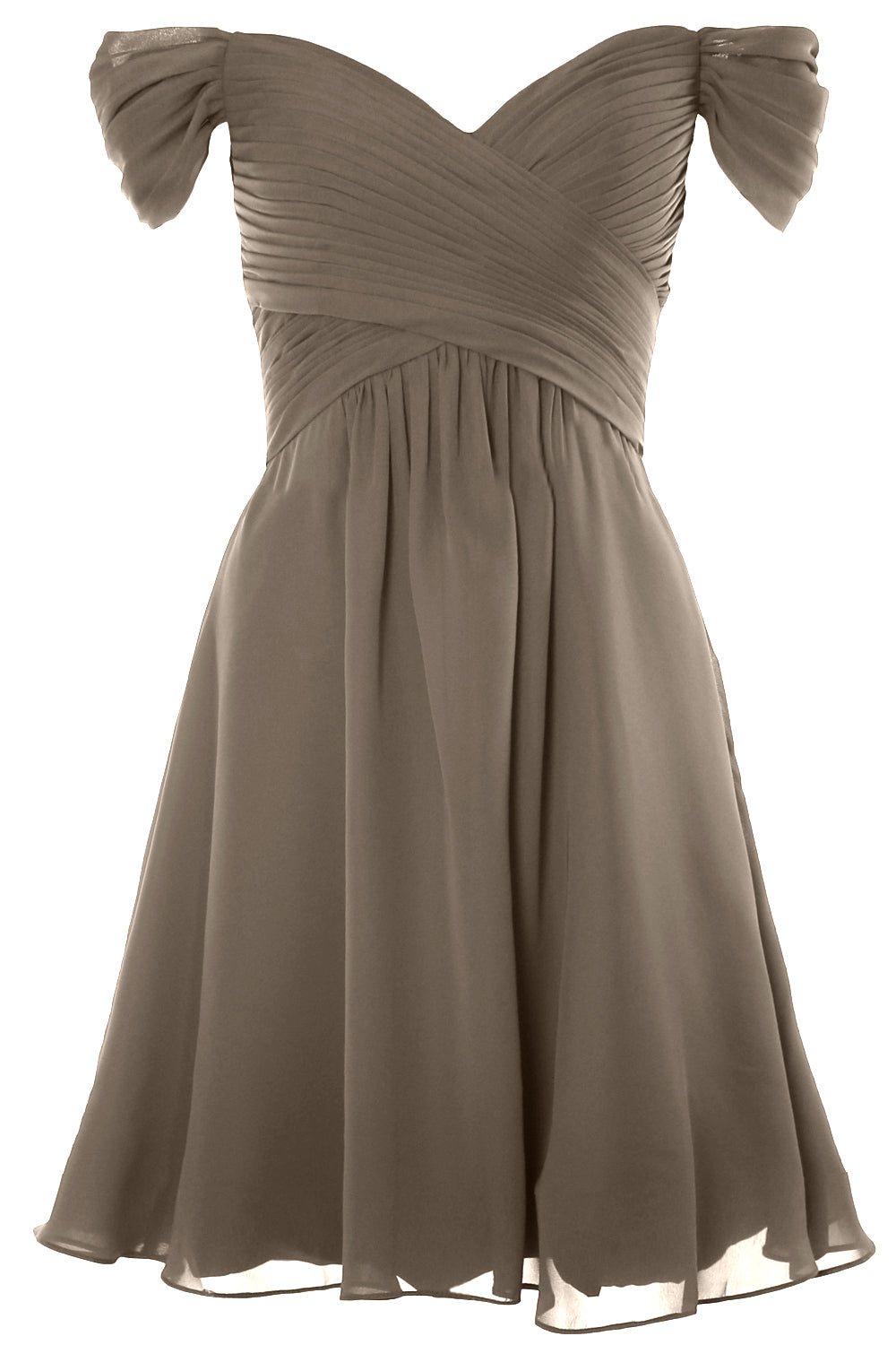 MACloth Damen Schulterfreies, kurzes Brautjungfernkleid für Hochzeit, Party, formelles Kleid