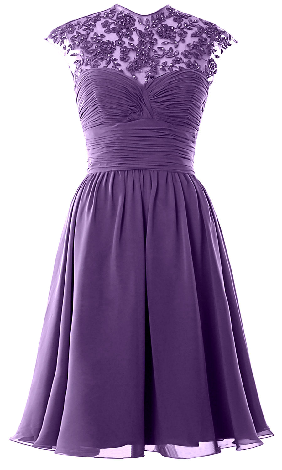 Women High Neck Cap Sleeve Lace Short Bridesmaid Dress Wedding Party Ball Gown