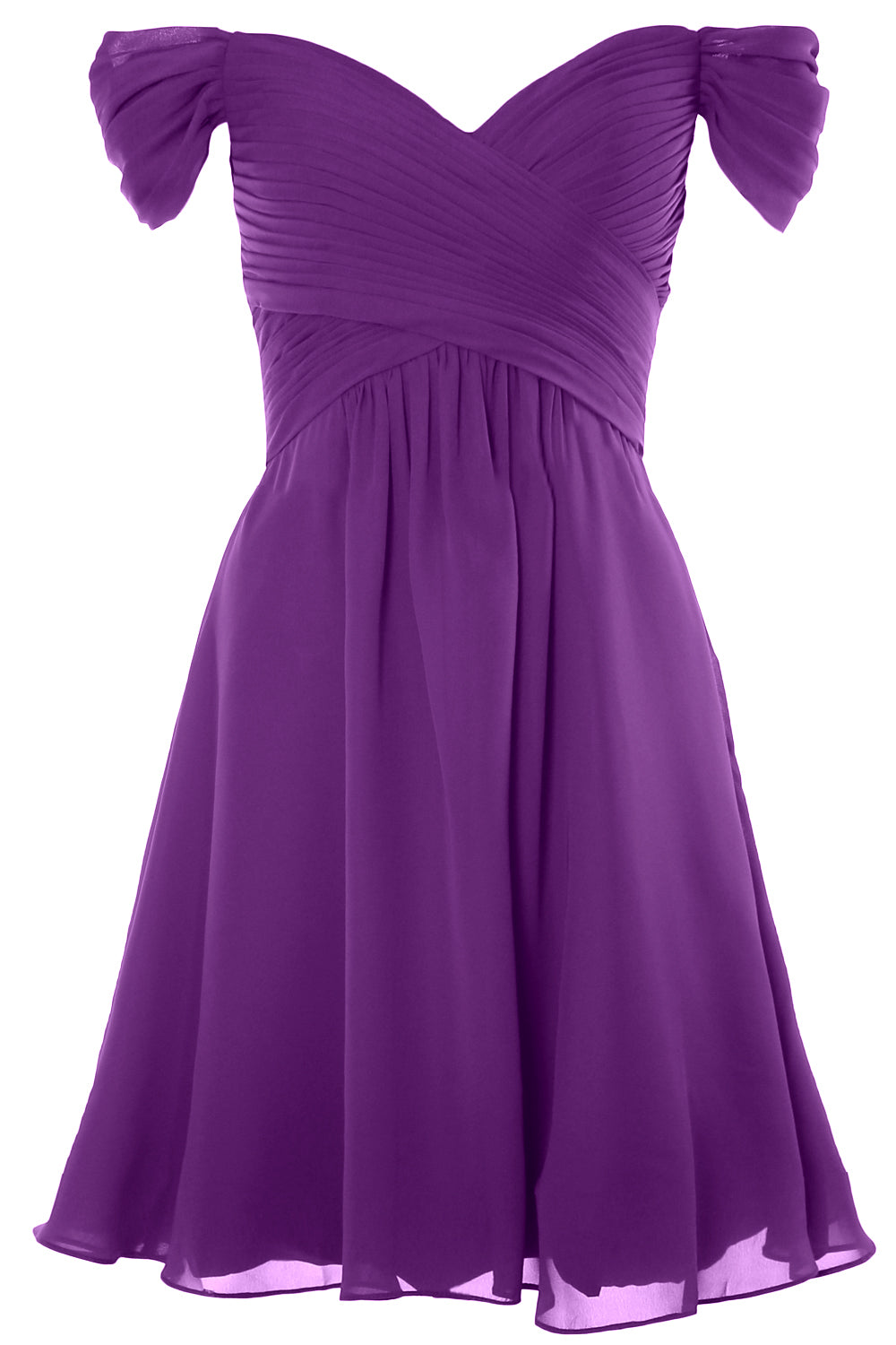 MACloth Damen Schulterfreies, kurzes Brautjungfernkleid für Hochzeit, Party, formelles Kleid