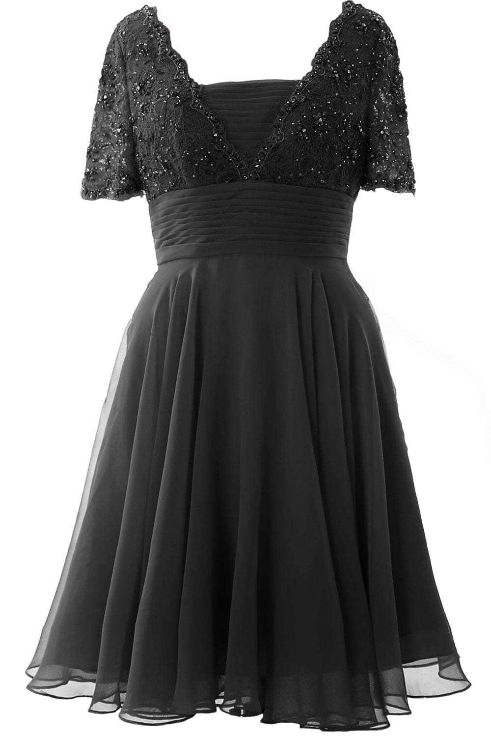 MACloth Damen Kleid für die Brautmutter, kurze Ärmel, Spitze, für Hochzeit, Party, formelles Kleid