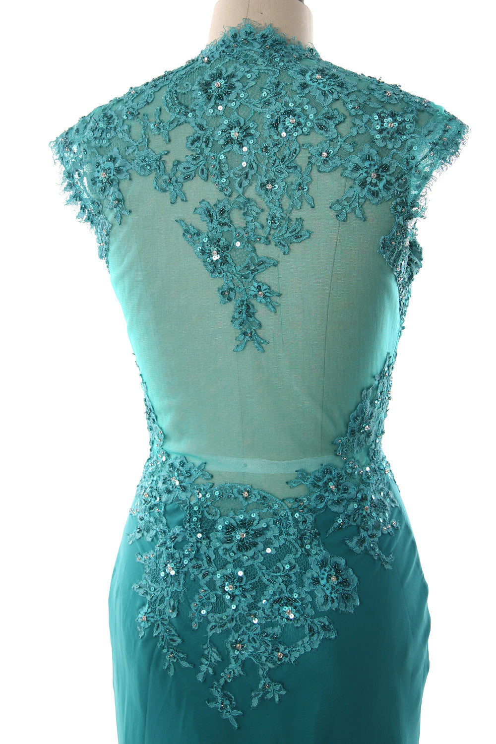 MACloth Damen Kleider für die Brautmutter, Meerjungfrau, V-Ausschnitt, Spitze, formelles Abendkleid