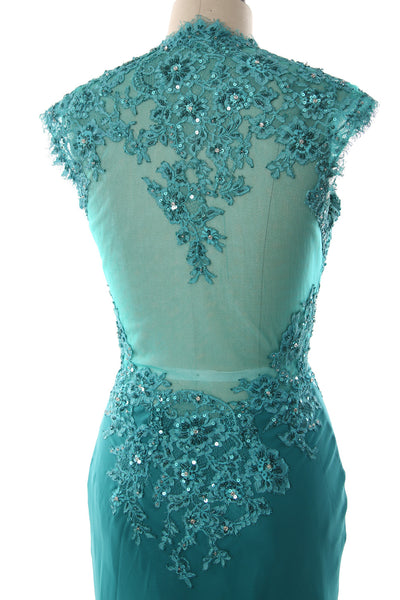 MACloth Women Mother of Bride Dresses Mermaid V Neck Lace Evening Formal Gown