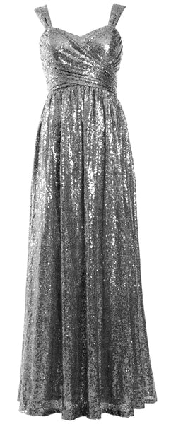 MACloth Sequin Bridesmaid Dresses Long Formal Party Evening Prom Gown Maxi