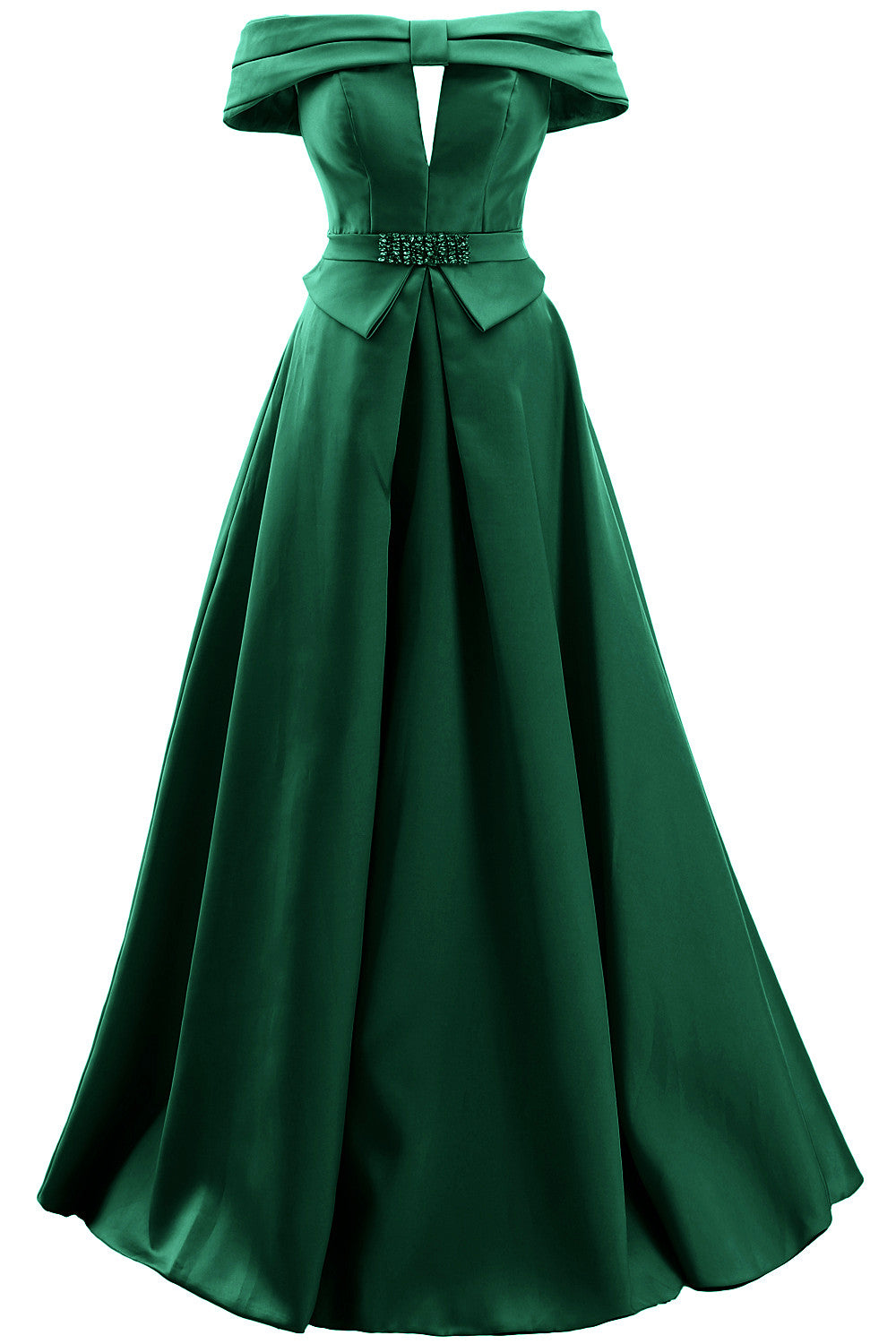 MACloth Damen Schulterfreies Satin-Maxikleid für Ball, formelle Party, Abendkleid