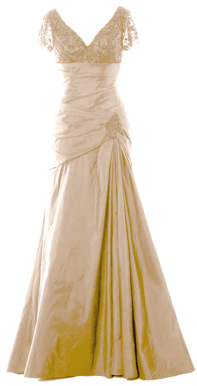 MACloth Mother of Bride Dresses Mermaid Short Sleeves Evening Party Formal Gown