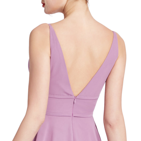 MACloth Women Plunge V Neck Long Elegant Wedding Party Bridesmaid Dresses