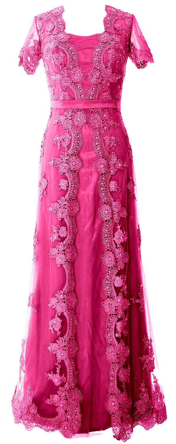 MACloth Damen Kleider für die Brautmutter, kurze Ärmel, Spitze, formelles Abendkleid