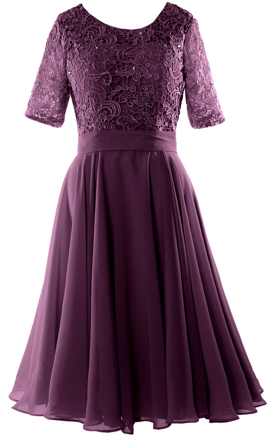 MACloth Women Short Mother Bride Dresses Half Sleeve Wedding Guest Dinner Lace