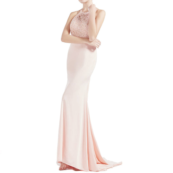MACloth Women Sleeveless Halter Jersey Mermaid Long Prom Party Dresses Evening