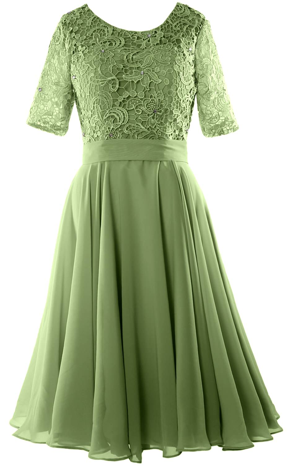MACloth Women Short Mother Bride Dresses Half Sleeve Wedding Guest Dinner Lace