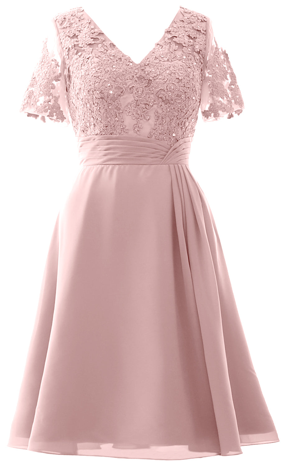 MACloth Frauen Knielange Mutter der Braut Kleider Kurze Ärmel Hochzeit