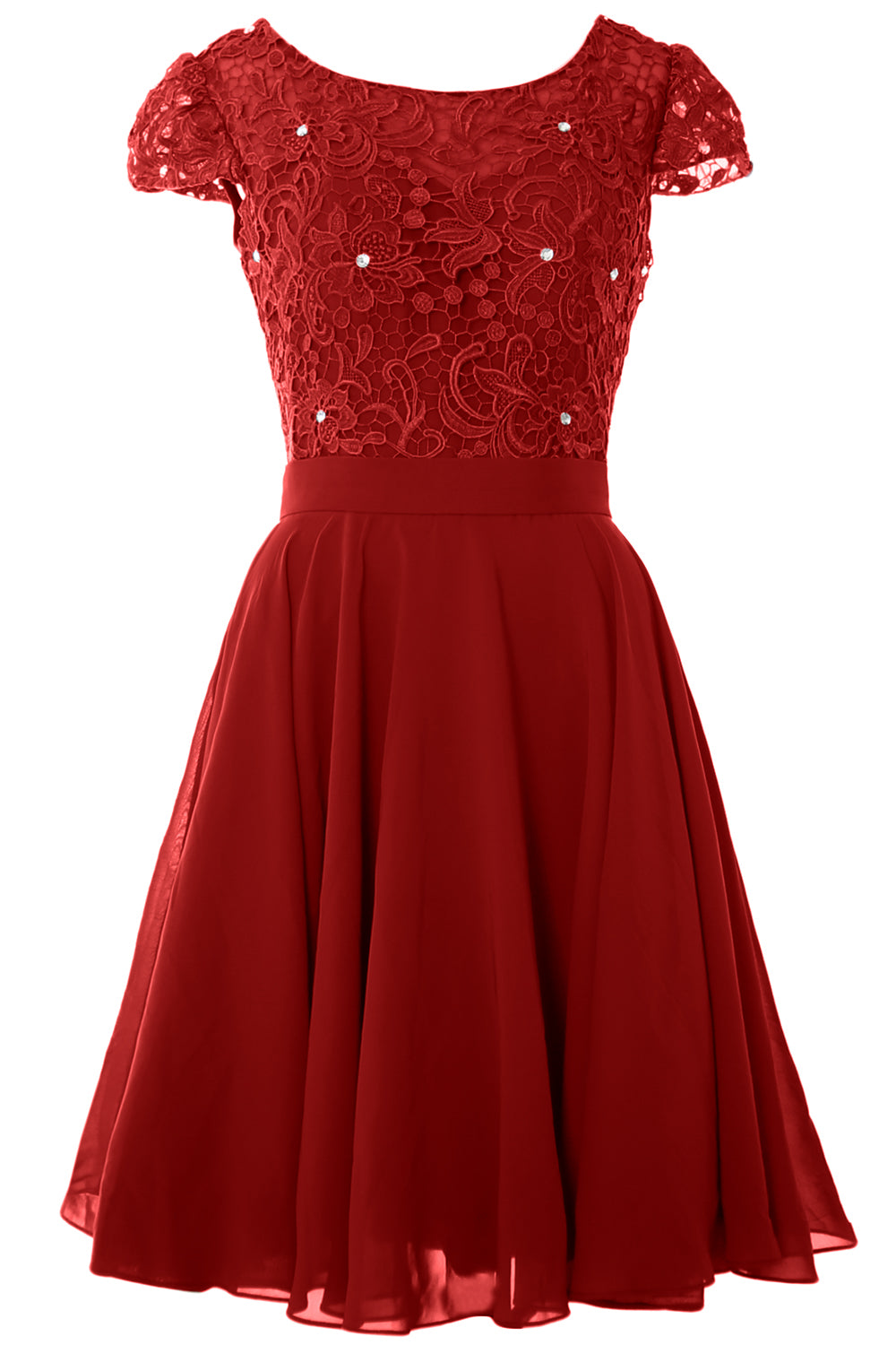 MACloth Women Short Cap Sleeve Lace Wedding Bridesmaid Mother Dresses Homecoming