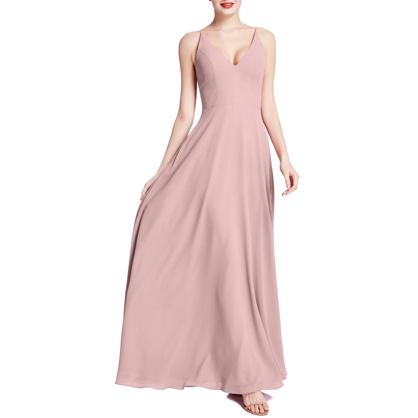 MACloth Mujeres Cuello en V Maxi Boda Fiesta Dama de Honor Vestidos Vestido de Noche