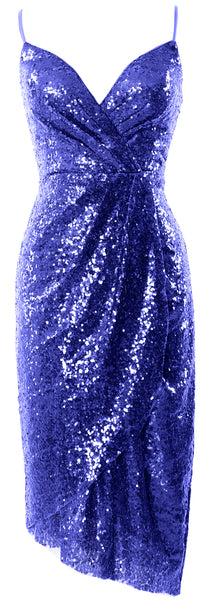 MACloth Women Midi Bridesmaid Dresses Sequin V Neck Wedding Party Formal Gown