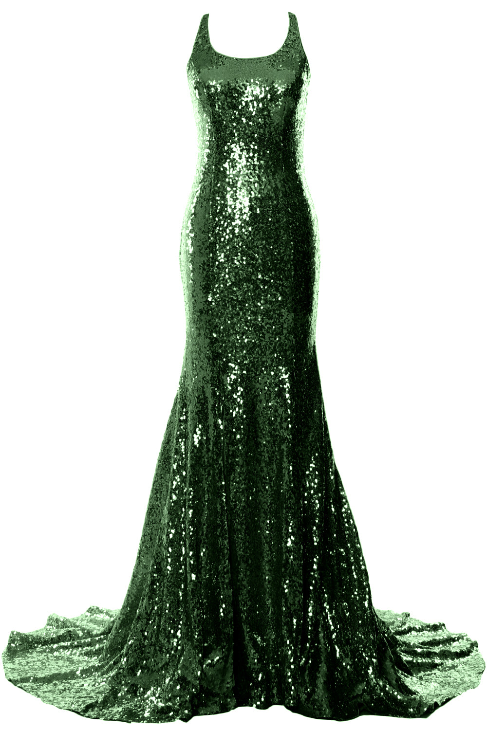 MACloth Vestidos de fiesta de sirena sin mangas con lentejuelas para fiesta de bodas Vestido de noche formal