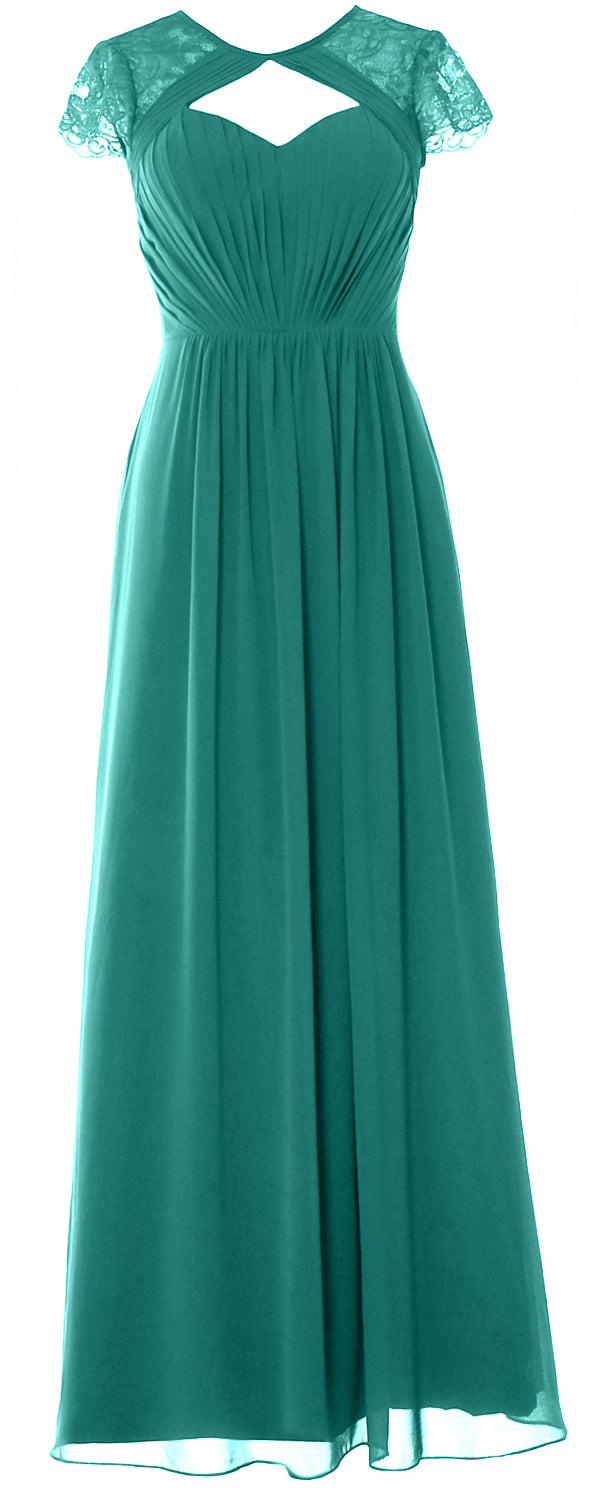 Vestido de dama de honor largo con mangas cortas elegante MACloth 2018 Vestido formal de noche