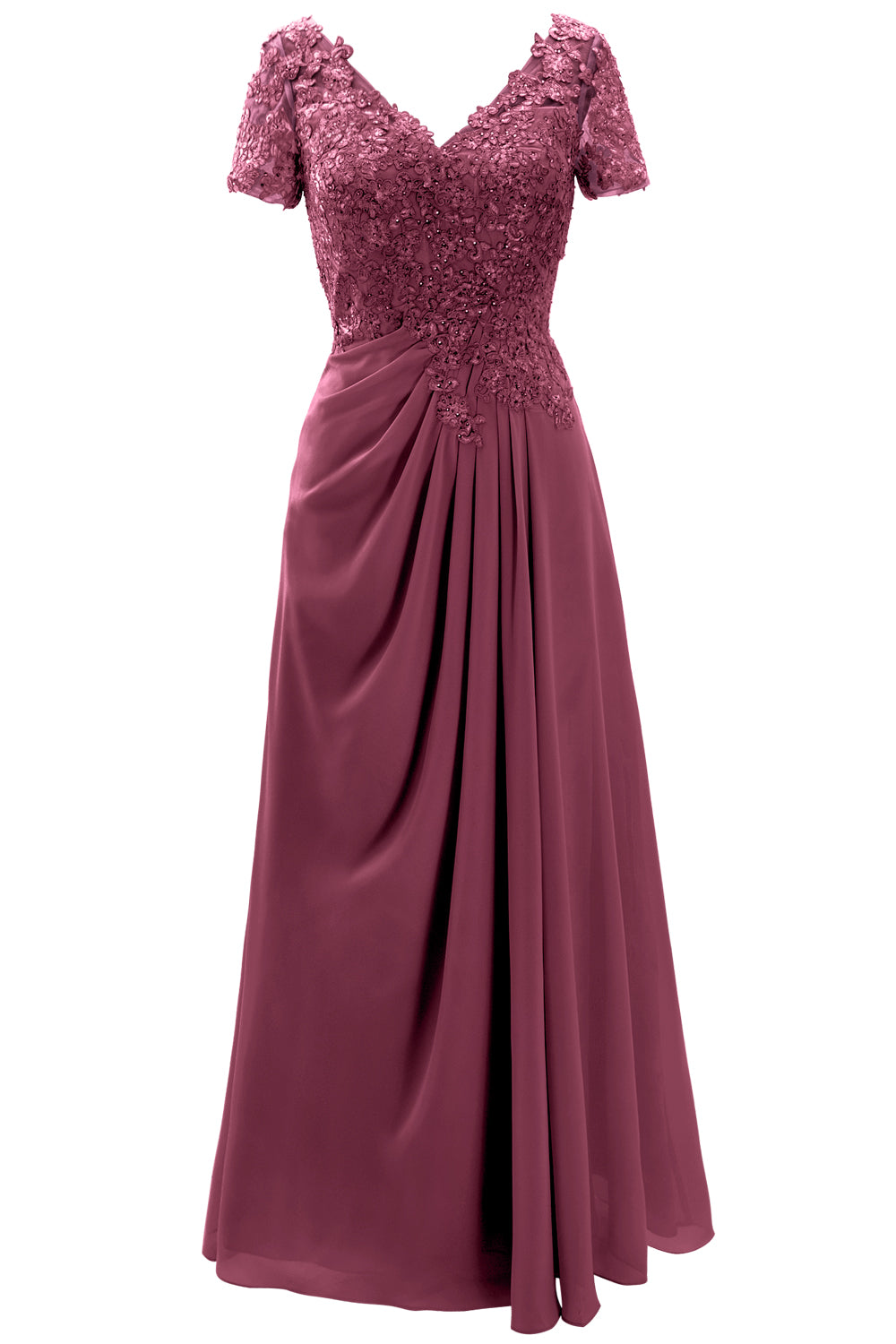 MACloth Damen Kleider für die Brautmutter, kurzärmlig, Spitze, für Hochzeit, Abendkleid