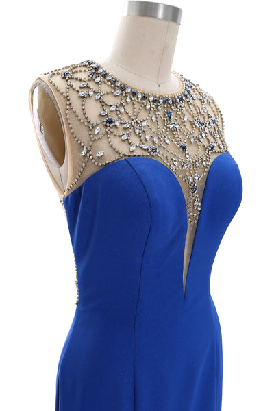 MACloth Women Mermaid Beaded Crepe Evening Gown 2020 Long Prom Party Dresses