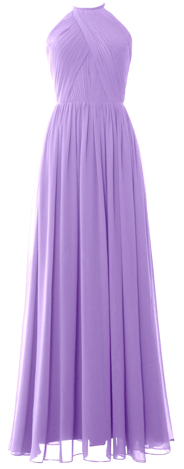 MACLoth Halter Vestidos largos de dama de honor Vestido de noche formal para boda MoH