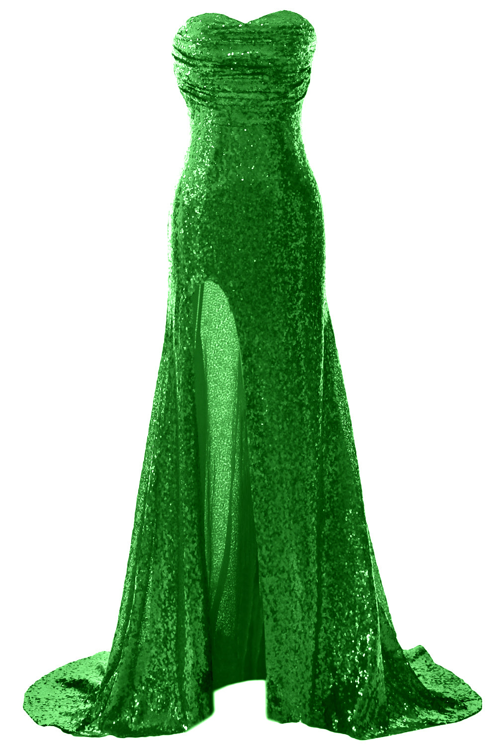 MACloth Sequin Prom Dresses Mermaid Strapless Formal Evening Gown with Split