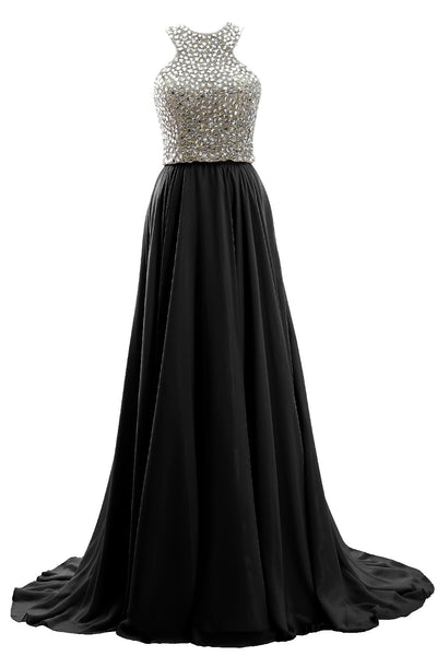 MACloth Women Two Piece Beaded Formal Evening Gown 2019 Chiffon Long Prom Dress