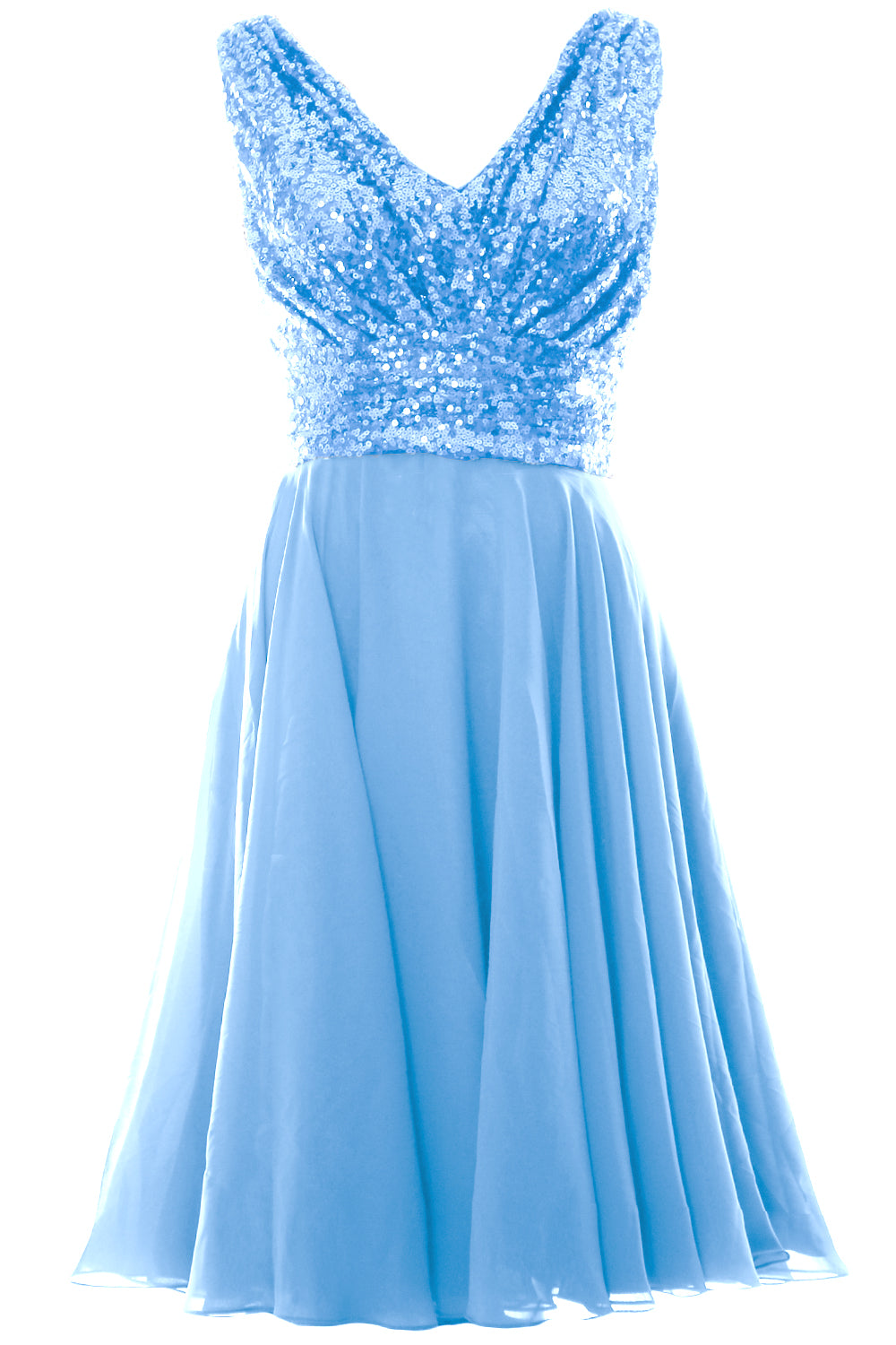 MACloth Women V Neck Sequin Short Wedding Bridesmaid Dresses Mother of Bride
