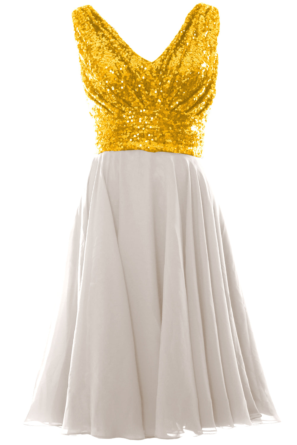 MACloth Women V Neck Sequin Short Wedding Bridesmaid Dresses Mother of Bride