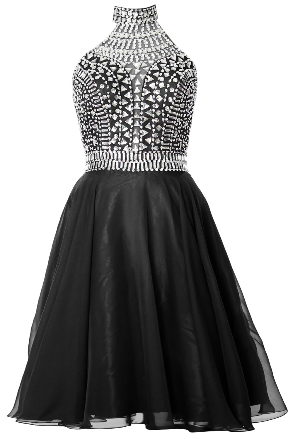 Vestido de fiesta de graduación con cuello alto y cuello halter de MACloth