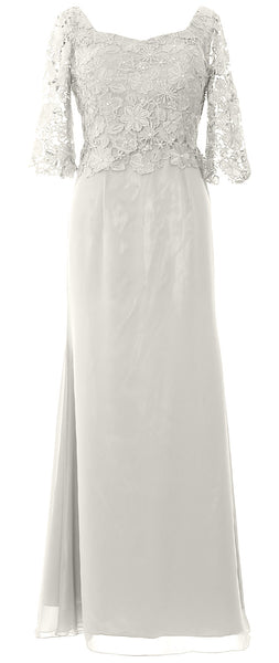 MACloth Women Mother of Bride Dresses Half Sleeves Lace Formal Evening Gown