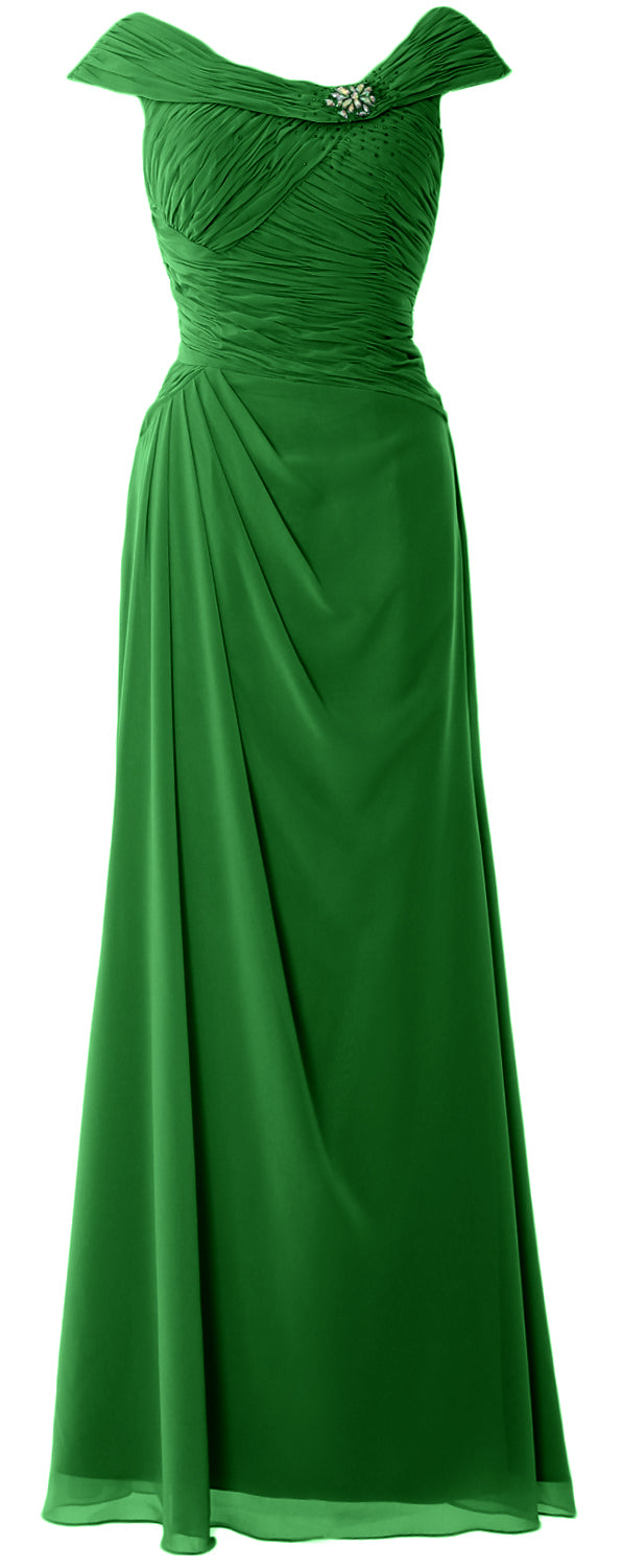 MACloth Women Cap Sleeves Boat Neck Formal Gown Long Mother of the Bride Dress