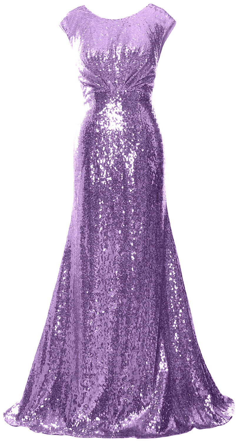 MACloth Damen Kleider für die Brautmutter mit Flügelärmeln und Pailletten, formelles Brautjungfernkleid