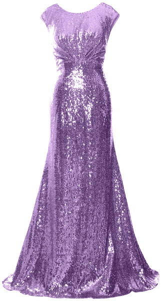 MACloth Women Mother of Bride Dresses Cap Sleeves Sequin Bridesmaid Formal Gown