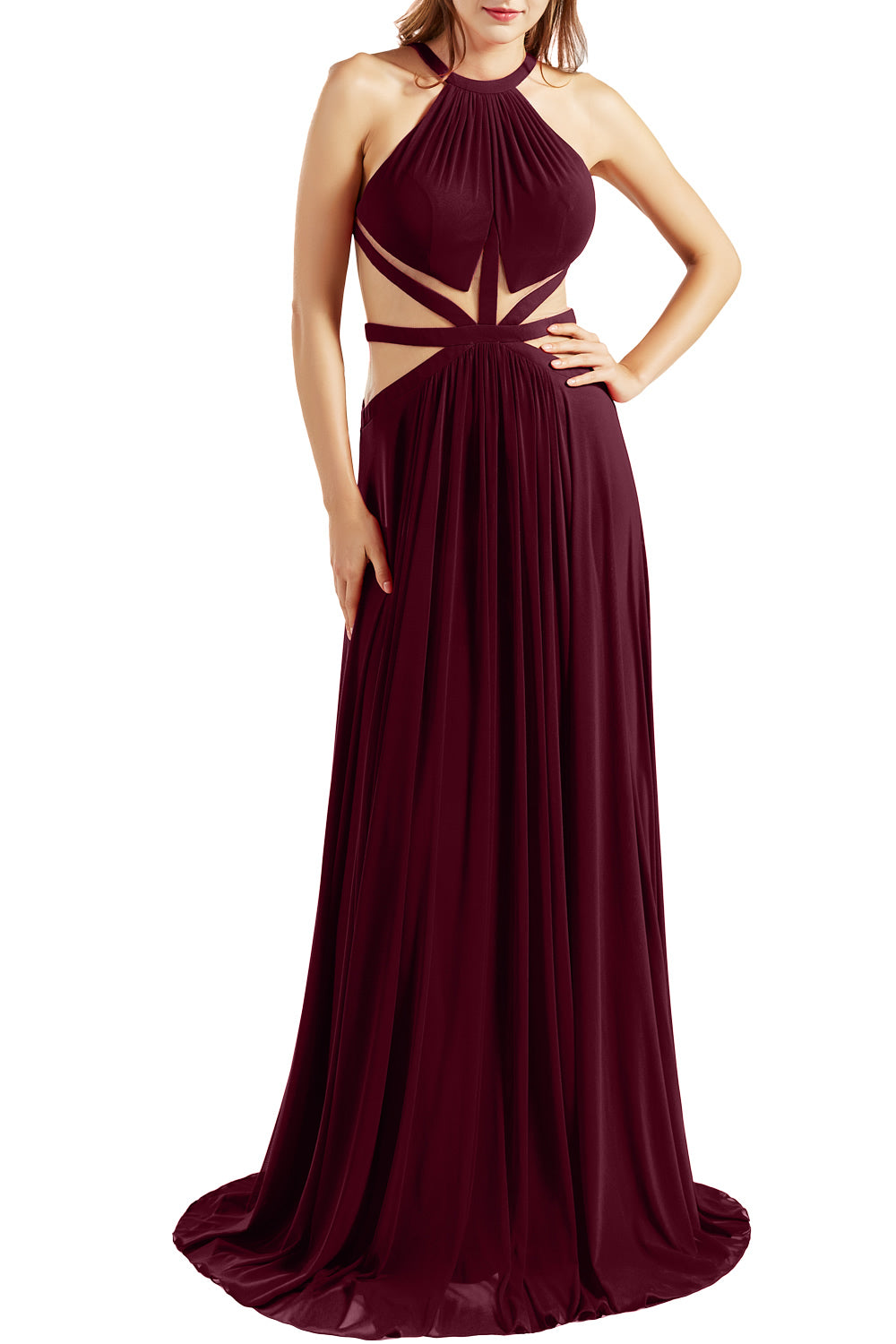 MACloth Damen Neckholder-Ballkleid mit Ausschnitt, formelles Abendkleid für Hochzeit, Party, Ballkleid