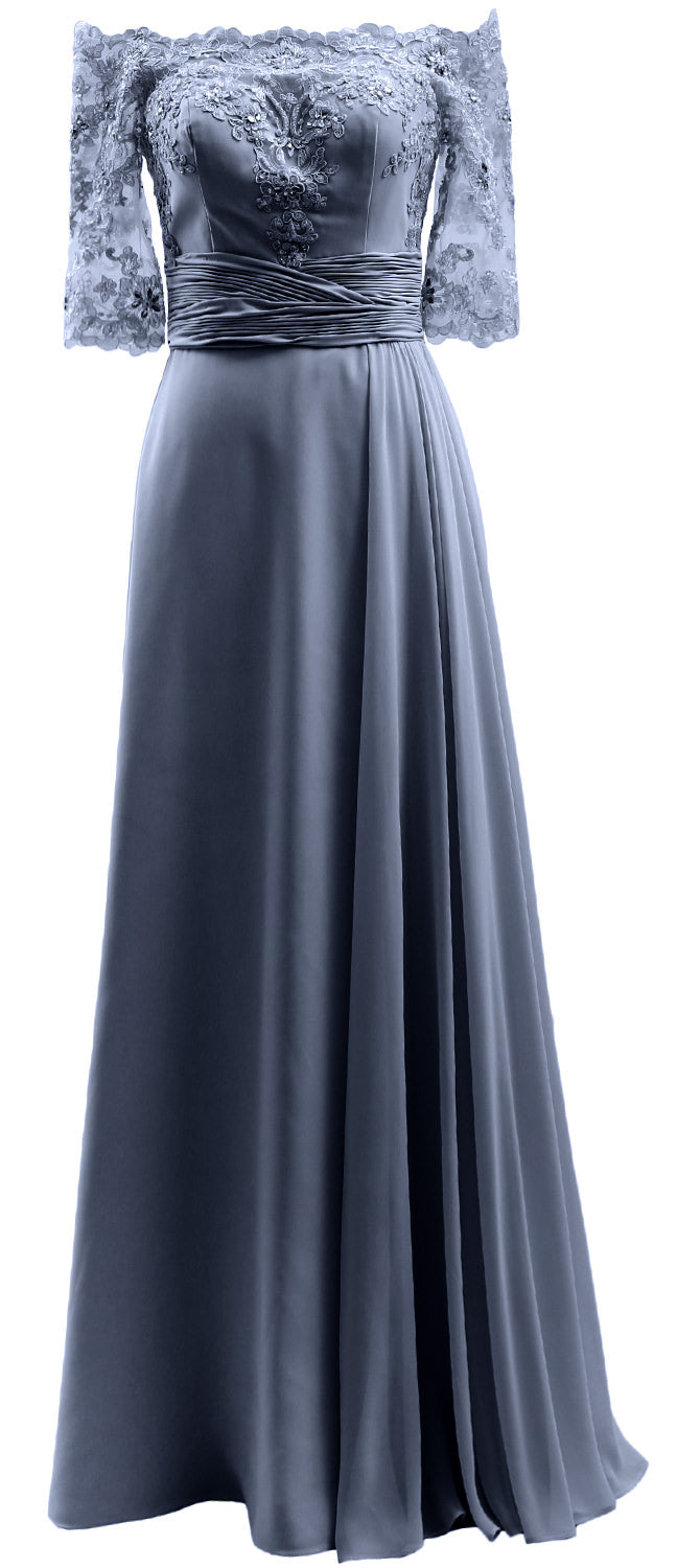MACloth Damen-Kleid für die Brautmutter, schulterfrei, Spitze, lang, formelles Abendkleid
