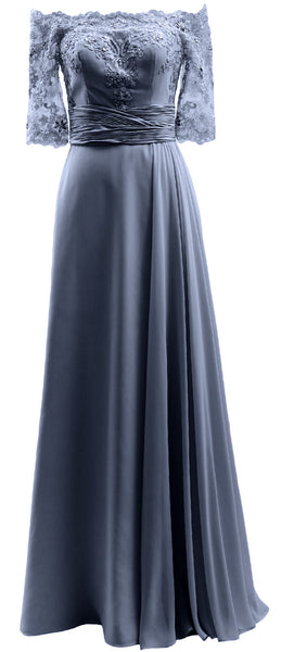MACloth Women Mother of Bride Dresses Off Shoulder Lace Long Formal Evening Gown