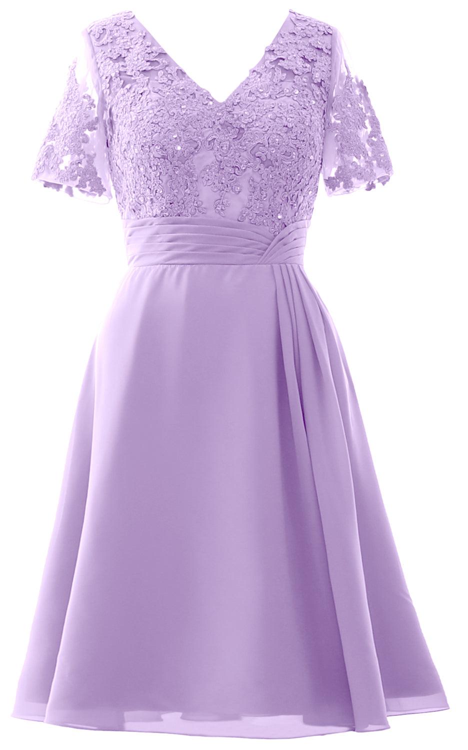 MACloth Frauen Knielange Mutter der Braut Kleider Kurze Ärmel Hochzeit