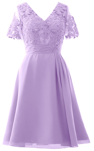 MACloth Women Knee Length Mother of Bride Dresses Short Sleeves Wedding