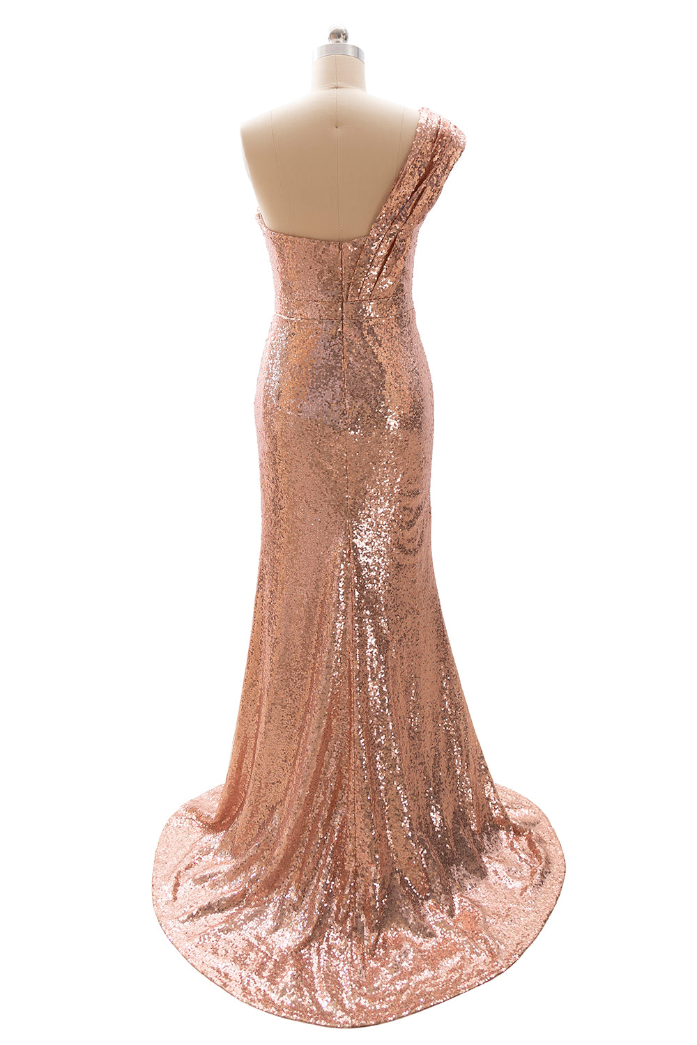 Macloth Women Sequin Bridesmaid Dress One Shoulder Long Prom Evening Gown Split Gold / Custom Size Macloth Women Sequin Bridesmaid Dress One Shoulder Long Prom Evening Gown Split Gold / Custom Size