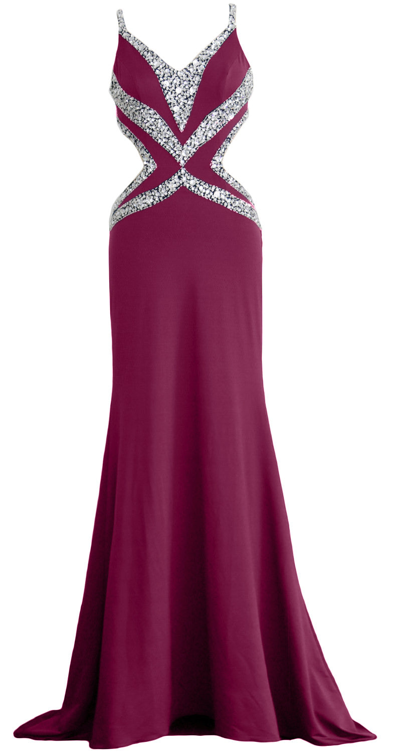 MACloth Damen-Kleid, lang, V-Ausschnitt, sexy, Meerjungfrau, Abschlussball, Partykleid, formelles Abendkleid