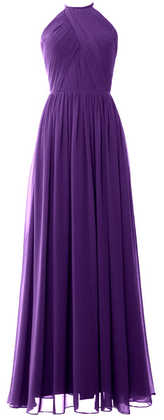 MACLoth Halter Long Bridesmaid Dresses Wedding Formal Evening Gown MoH