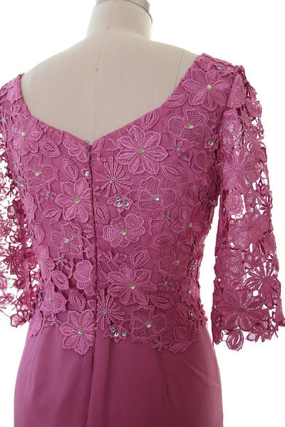 MACloth Women Mother of Bride Dresses Half Sleeves Lace Formal Evening Gown