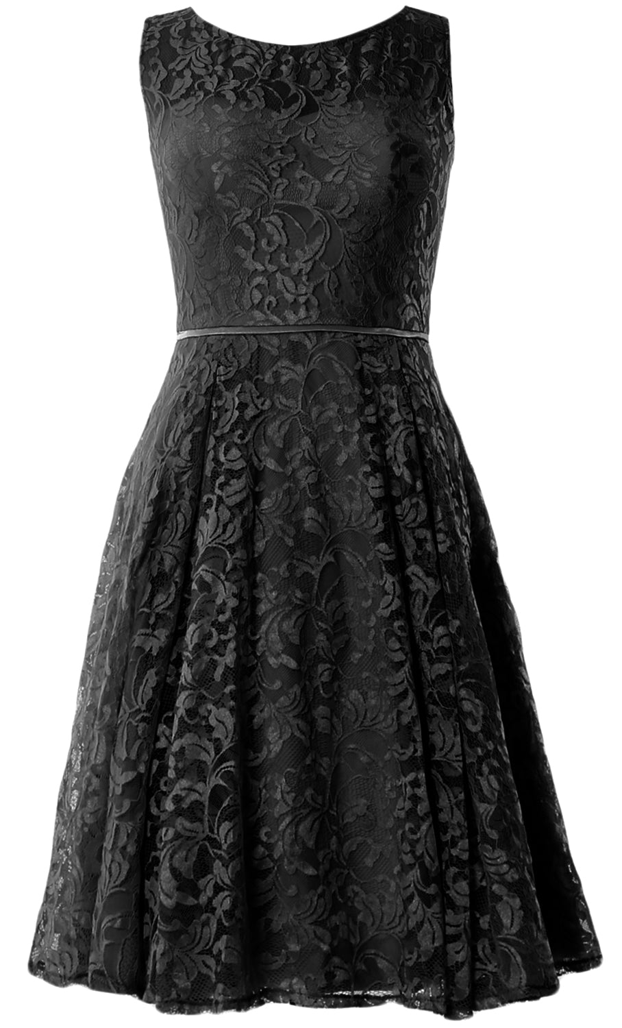 MACloth Women Lace Cocktail Dresses Vintage Short Wedding Party Guest Mother Black / Tea Length / US8 MACloth Women Lace Cocktail Dresses Vintage Short Wedding Party Guest Mother Black / Tea Length / US8
