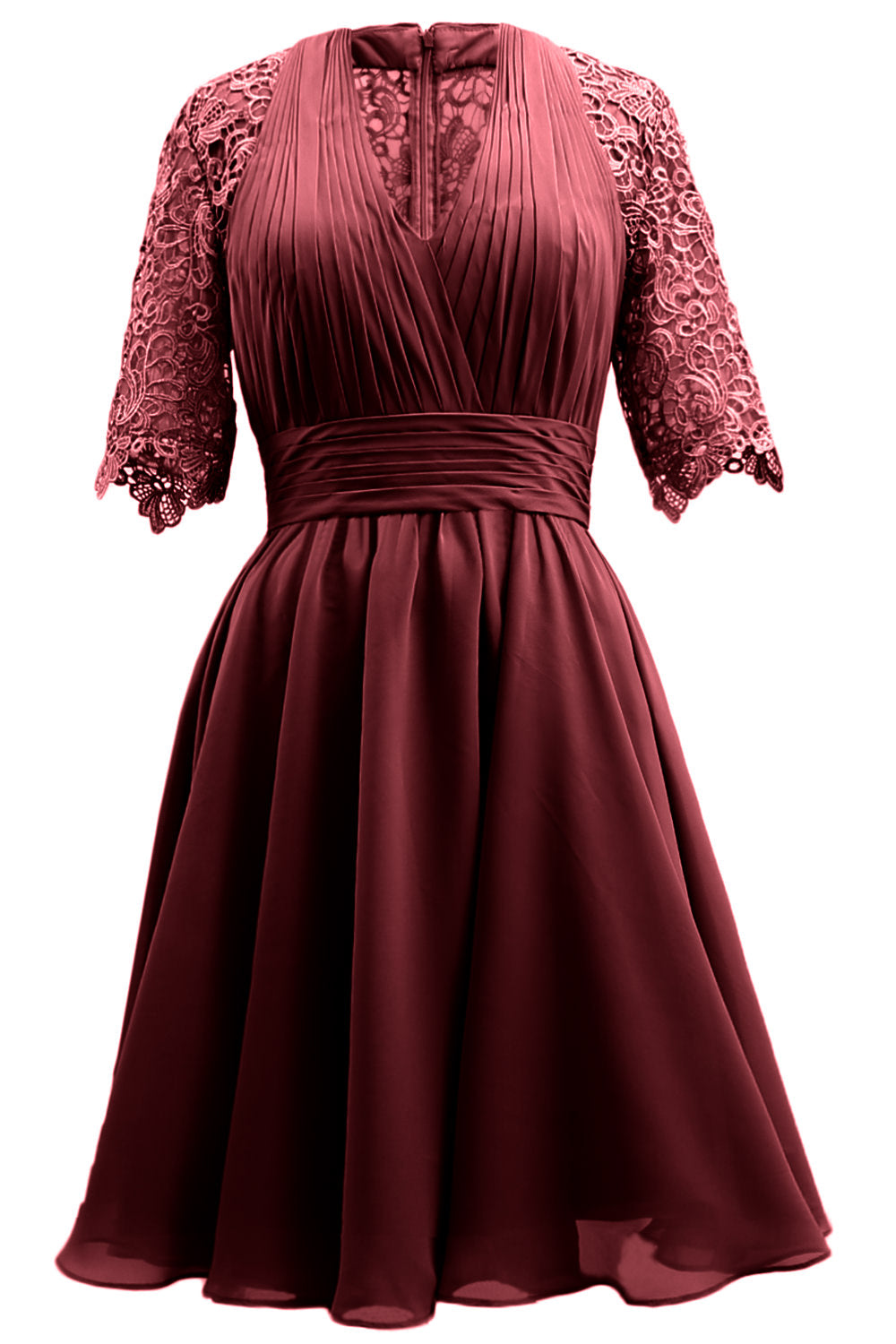 MACloth Vestidos de madre de la novia Encaje Cóctel Fiesta Invitada de boda Medias mangas