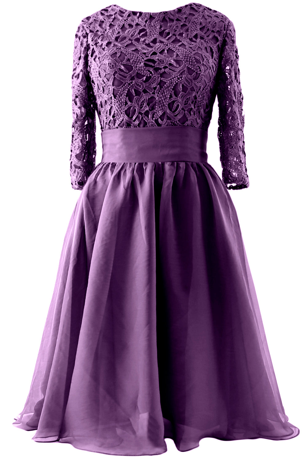 MACloth Women 3/4 Sleeve Lace Short Mother of Bride Dress Formal Evening Gown