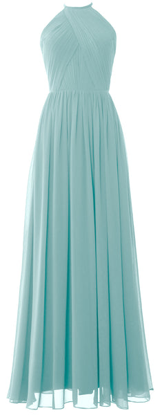 MACLoth Halter Long Bridesmaid Dresses Wedding Formal Evening Gown MoH