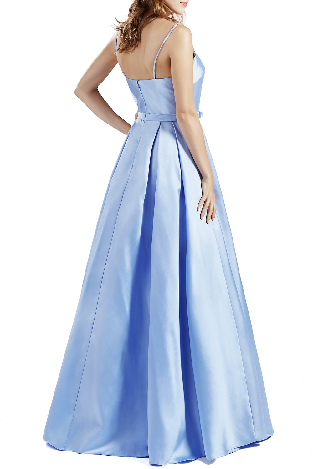 MACloth Damen Langes ärmelloses Satin-Ballkleid, Partykleid, Homecoming-Abendkleid