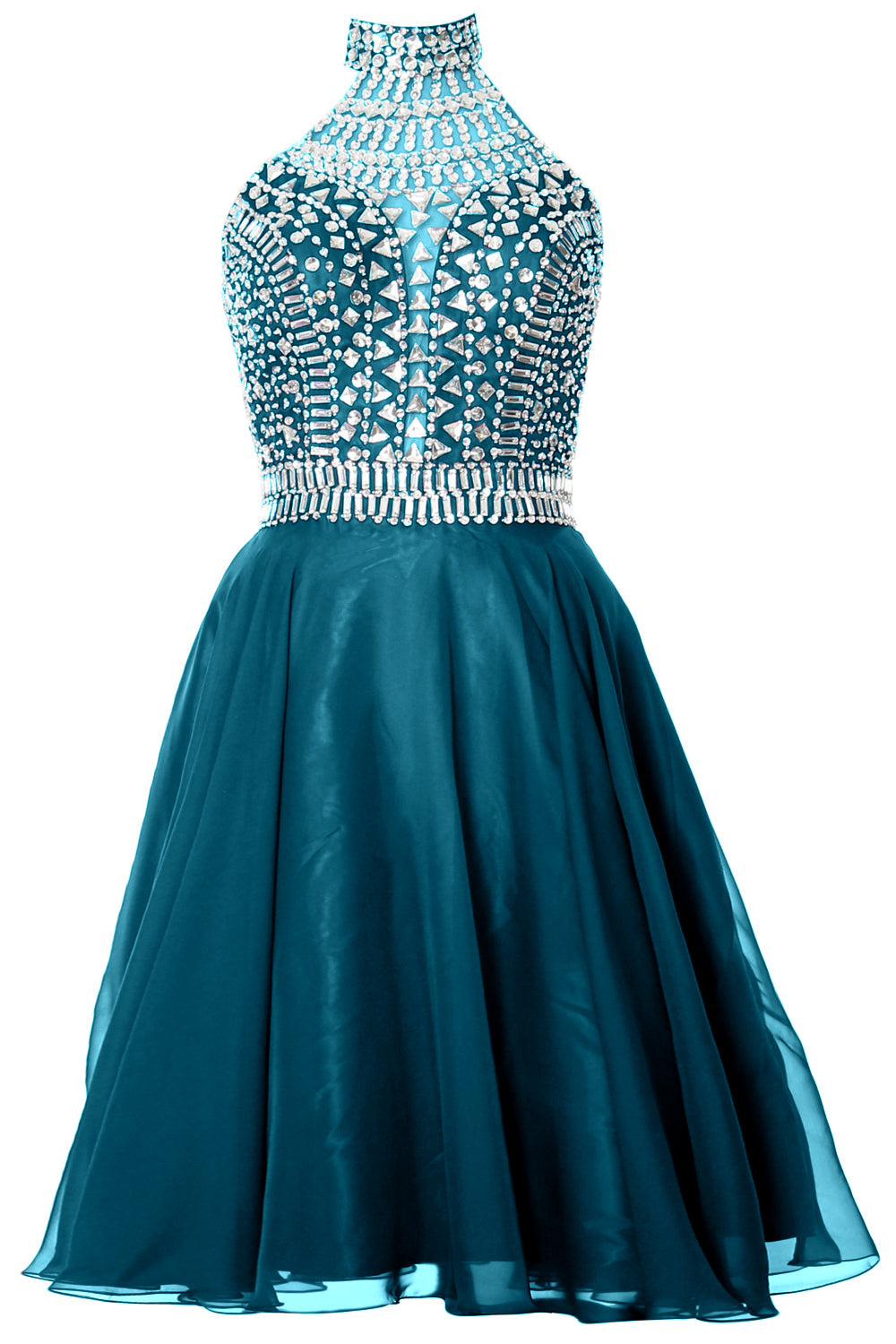 Vestido de fiesta de graduación con cuello alto y cuello halter de MACloth